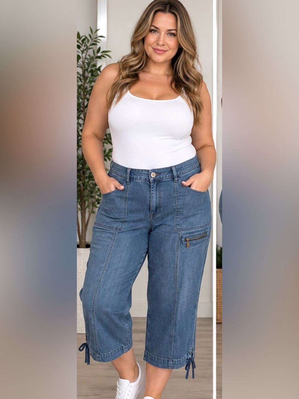 24” w High Rise Utility Jeans in Blue Like New